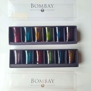 Bombay company colour glass shot glasses.